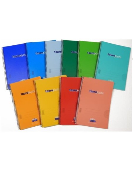 Paq 8 cuaderno espiral 4º 80h 90g liso tauroplastic